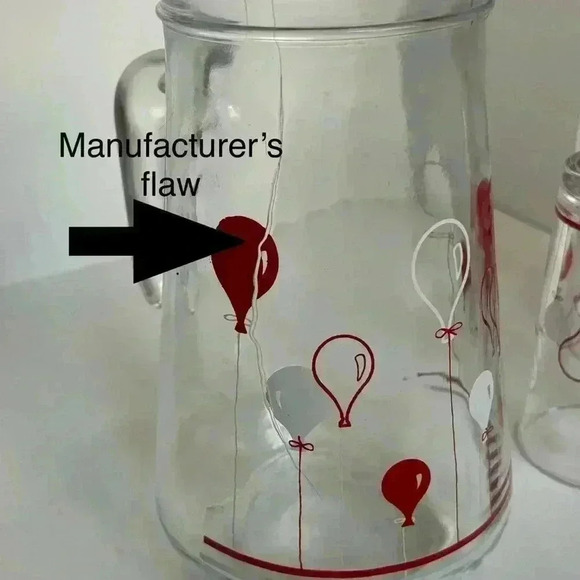 Vintage 70s Collectable Nutella Balloon Design Glass Pitcher and Tumblers Set - Picture 3 of 14